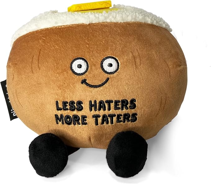 Punchkins Potato Plushie - Less Haters, More Taters Cute Potato Plush, Gift for Potato Lovers, Food Plush Toy for Gifting