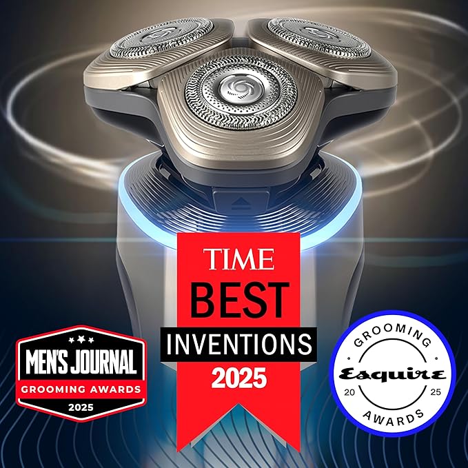 Philips Norelco Shaver i9000 Prestige Ultra, Wet & Dry Electric Shaver, White Gold, SenseIQ Pro Technology, Triple Lift & Cut System, 360 Rotating NanoTech Precision Blades, Beard Styler, XP9403/88