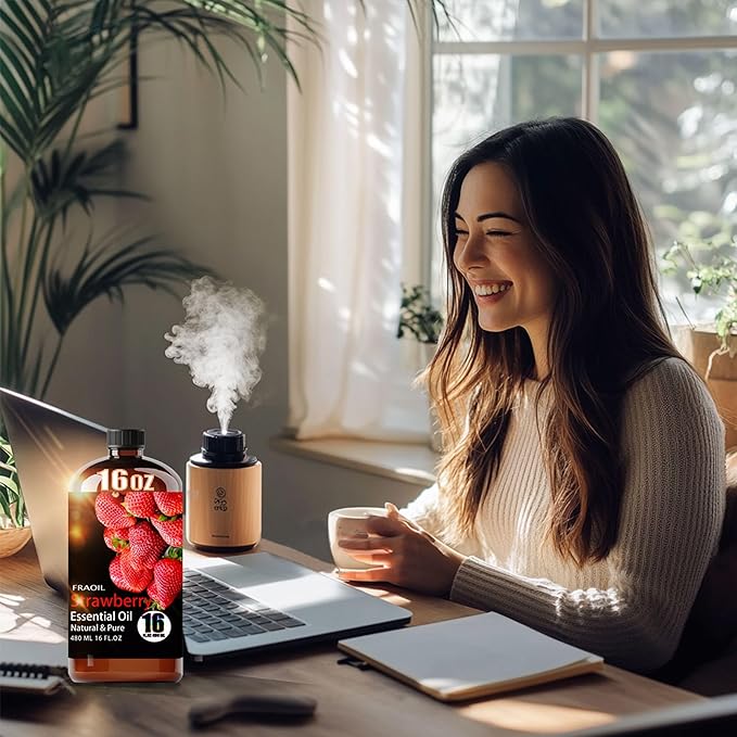 Strawberry Essential Oil, Strawberry Oil 16 Fl Oz 480 ML for Diffuser Humidifier Yoga Cleaning DIY Candle Soap Making Perfume Gift for Women Essential Oils