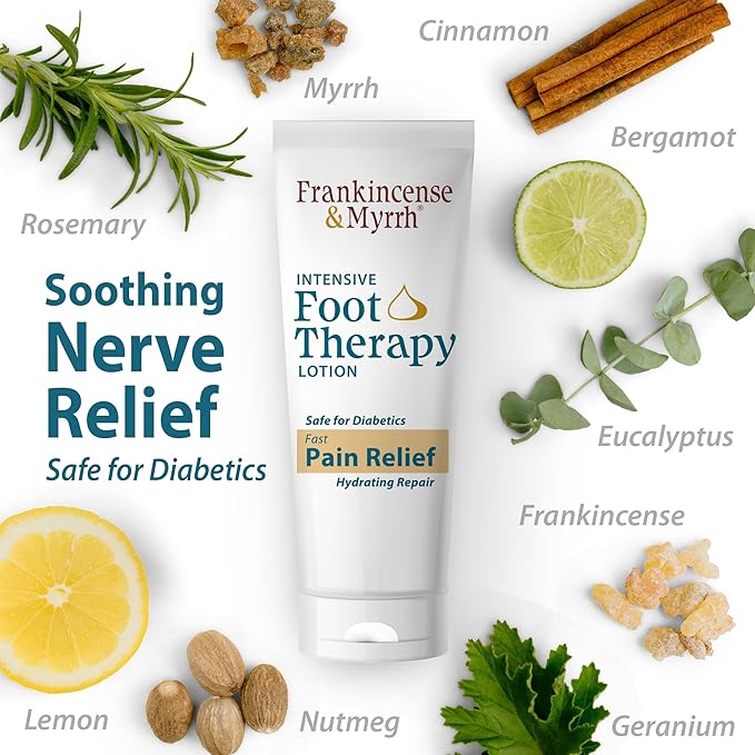 Frankincense and Myrrh Foot Pain Relief Cream - Intensive Foot Therapy Lotion - Diabetic Nerve Pain Relief Cream | Restless Leg Syndrome | Frankincense Essential Oil, 3 Ounce (1-Pack)