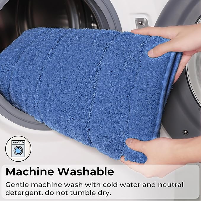 GRANNY SAYS Bathroom Rugs Sets 2 Piece,Soft Bath Mats for Bathroom, Bath Rugs Non Slip Washable, Absorbent Bath Rug for Tub, Shower and Toilet, Bath Mat Set (Blue, 20" x 32" + 16" x 24")