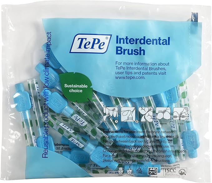 TePe Interdental Brushes Original | Size 5-0.8mm | 1 Pack of 20 Brushes (0.6 mm, Blue)