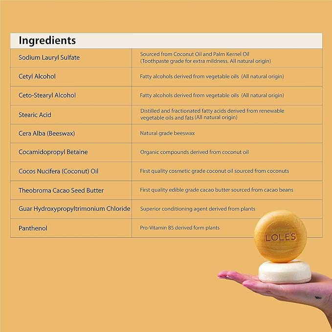 LOLE'S Shampoo Bar and Conditioner, 2in1 Men's Care for Cleaning Hair, Body and Beard, Coconut Scent, 99% Natural Origin, Sustainably Sourced, 3.5Oz