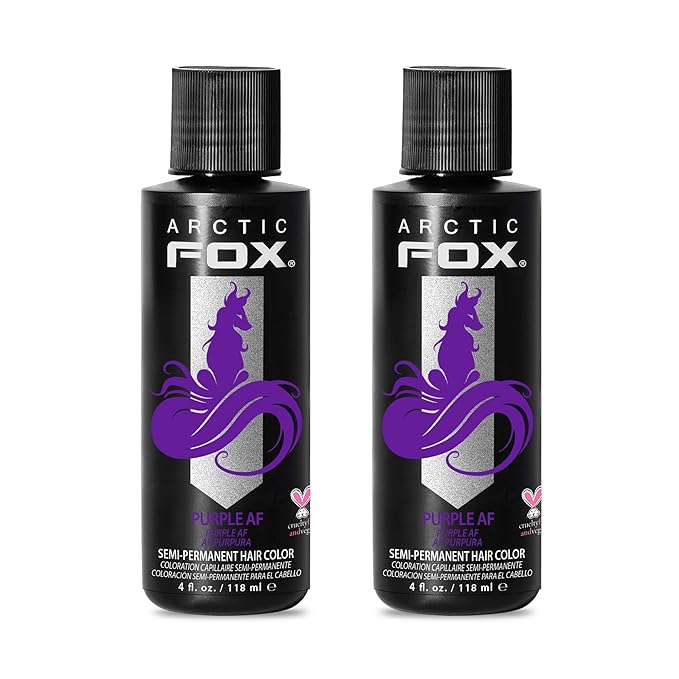 Arctic Fox Semi-Permanent Hair Dye, Vegan & Cruelty-Free, Conditioning, Ammonia-Free, Long Lasting, Purple AF, For All Hair Types, 4 Fl Oz (Pack of 2)