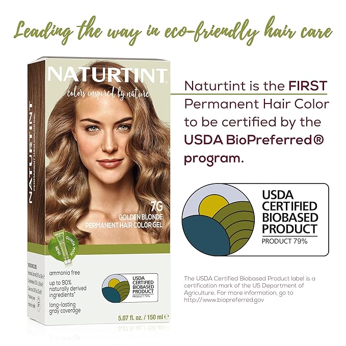 Naturtint 7G Golden Blonde Permanent Hair Color (Pack of 6), Ammonia Free, Vegan, Cruelty Free, up to 100% Gray Coverage, Long Lasting Results (Packaging may vary)