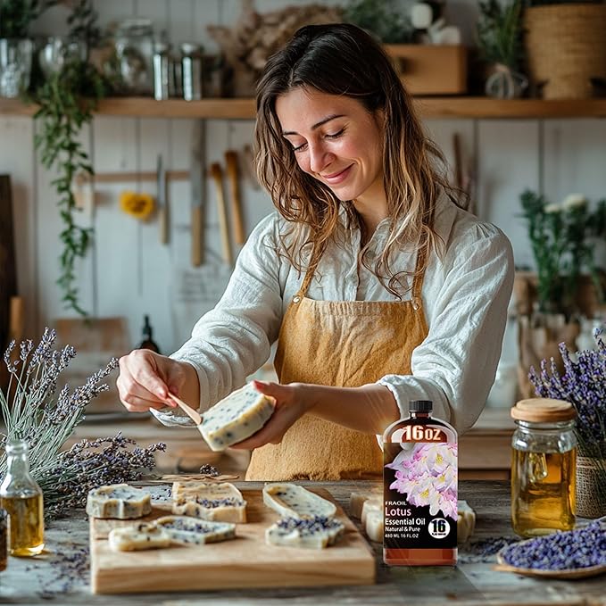 Lotus Essential Oil, Lotus Oil 16 Fl Oz 480 ML for Diffuser Humidifier Yoga Cleaning DIY Candle Soap Making Perfume Gift for Women Essential Oils