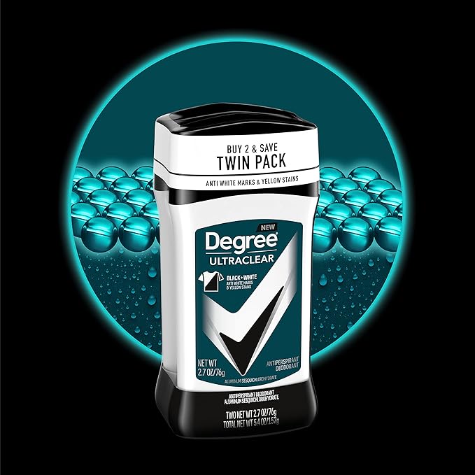 Degree Men UltraClear Antiperspirant Deodorant Black+White 2 Count 72-Hour Sweat & Odor Protection Antiperspirant For Men With MotionSense Technology 2.7 oz