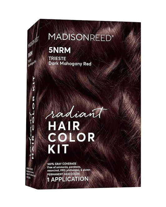 Madison Reed Radiant Hair Color Kit, Permanent Hair Dye, 100% Gray Coverage, Ammonia-Free, Trieste Red 5NRM Dark Mahogany red, Pack of 1