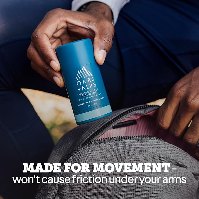 Oars + Alps Deodorant for Men & Women, Aluminum Free Deodorant for Men, Dermatologist Tested, Clean Ingredients, Non Toxic, Vegan, Long Lasting, Odor Protection, Fresh Ocean Splash, 2pk, 2.6oz