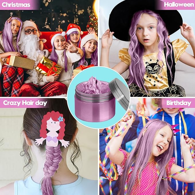 Pink Hair Color Wax - Temporary & Washable Hair Styling Mud Gel for Men, Women, Kids,For Halloween, Cosplay, Party, Crazy Hair Day & Children's Day