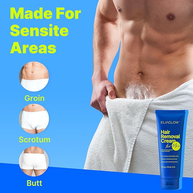 Hair Removal Cream for Men and Women: Sensitive Depilatory Cream for Intimate/Pubic Areas, Body, Legs, and Underarms, Easy & Painless, Gentle Formula for All Skin Type,120ml