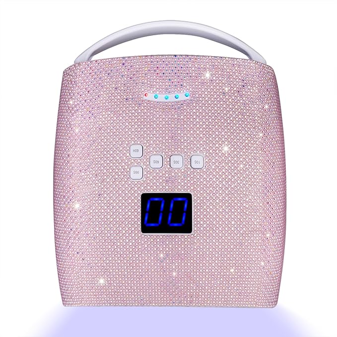 48W Cordless UV LED Nail Lamp,Rechargeable Gel Nail Dryer with Handle Nail Art Manicure Tools for Home and Salon (Pearl Pink Diamond)