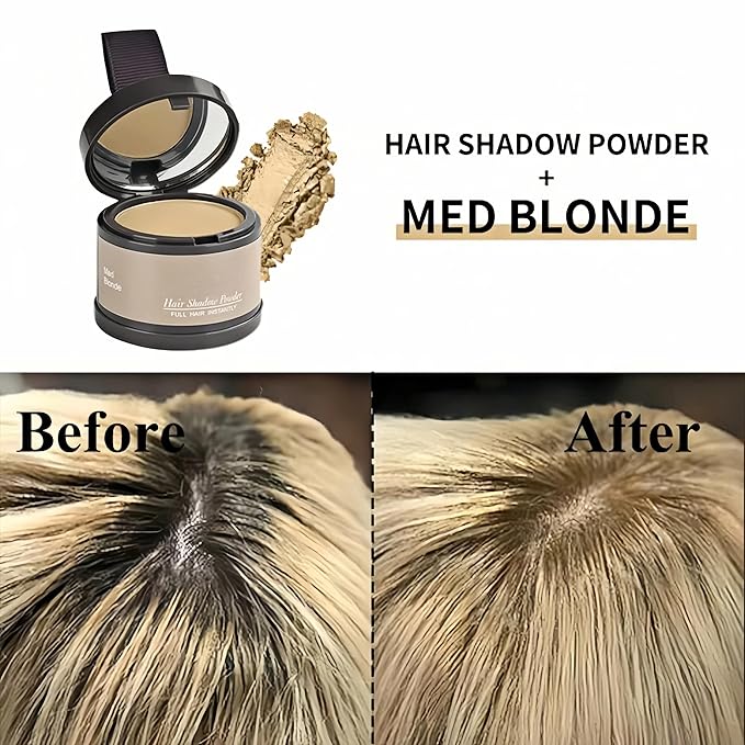 gowwim Hairline Powder (Med-Blonde) Instantly Hair Color Shadow Cover Gray Hair Root, Hair Touch-Up, Thin Hair Powder 0.14 Ounce