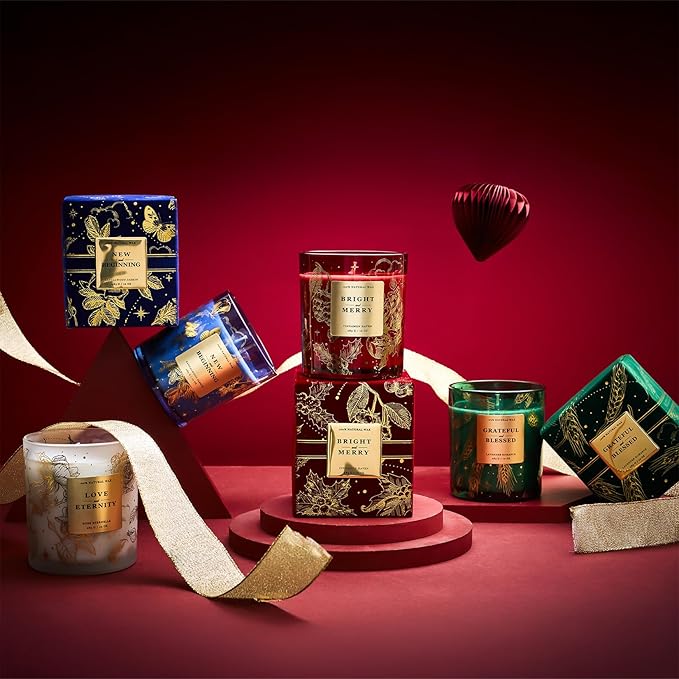 M&SENSE Holiday Scented Candle Gift for Women and Men - Cinnamon Scent, 10 oz Soy Wax, Birthday,Holiday,Christmas,New Year Gift