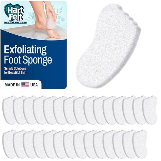 HartFelt Foot Exfoliating Sponge | Chemical-Free Foot Scrubbers for Smooth & Soft Feet | Gentle Sponge Pad for Callus Removal, Dead Skin & Cleansing | Made in USA - 30 Count