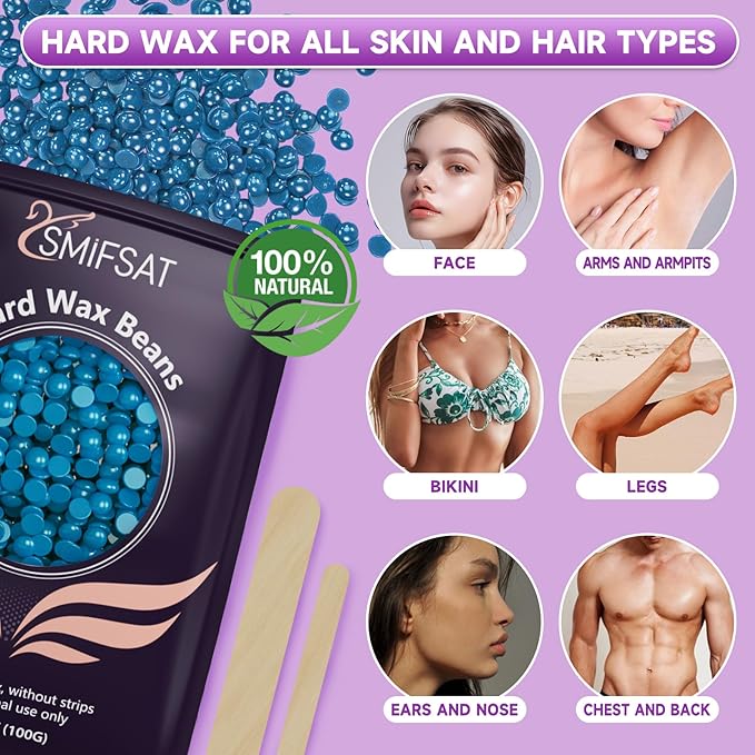 Waxing kit for women, Digital Hard Wax Warmer with 4 Packs of Natural Wax Beans (14.1oz), Silicone Bowl and Waxing Accessories, Professional for Bikini, Face, Brazilian, Body and Home Salon - Black