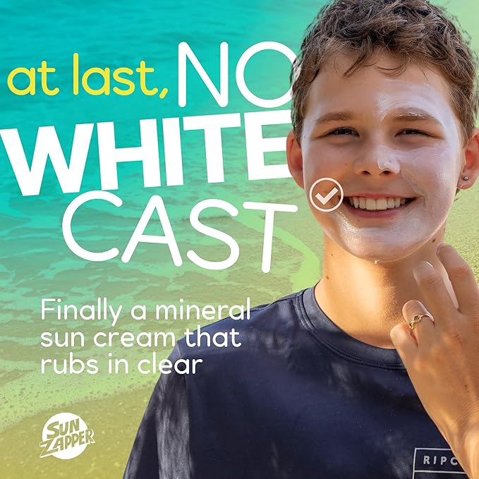 Sun Zapper Pure Zinc Mineral Sunscreen SPF 50, Reef Safe, Broad Spectrum UVA + UVB Protection, 25% Zinc, Water Resistant, Fragrance Free, Paraben Free, No White Cast, Natural Sun Cream - 3.52 Ounce