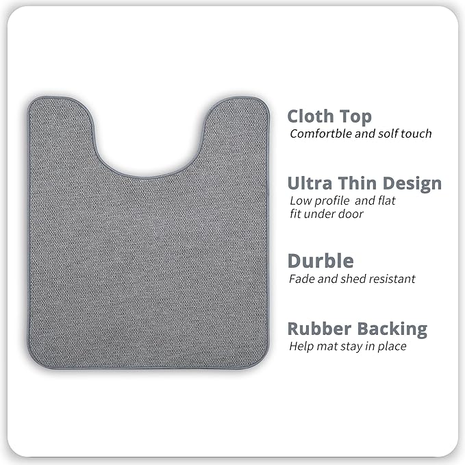 Toilet Rugs U Shaped Bathroom Rug,Machine Washable Non Slip Quick Dry Super Absorbent Ultra Thin Toilet Mats for Bathroom Toilet.Grey,1'8"x2'(20x24inch)