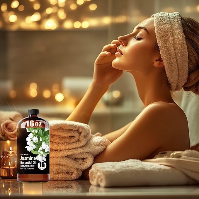 Jasmine Essential Oil, Jasmine Oil 16 Fl Oz 480 ML for Diffuser Humidifier Yoga Cleaning DIY Candle Soap Making Perfume Gift for Women Essential Oils