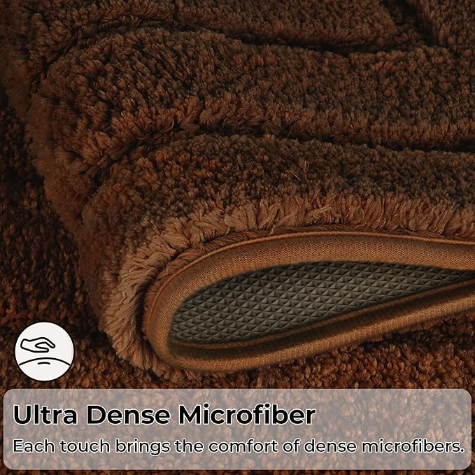 GRANNY SAYS Bathroom Rugs Sets 2 Piece,Soft Bath Mats for Bathroom, Bath Rugs Non Slip Washable, Absorbent Bath Rug for Tub, Shower and Toilet, Bath Mat Set (Brown, 20" x 32" + 16" x 24")