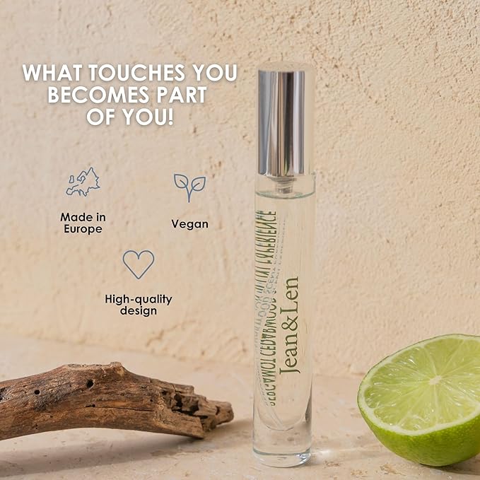 Jean & Len Scent Experience Cedarwood & Bergamot, eau de toilette with bergamot & cedarwood fragrance, practical mini perfume, ideal for on the go, minimalistic glass flacon, 0.34 Fl. Oz.
