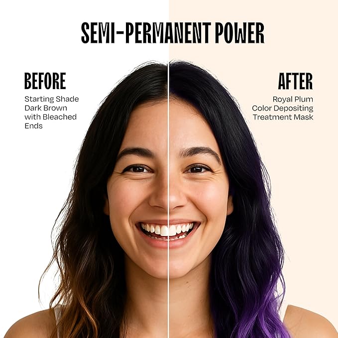Overtone Semi Permanent Hair Color Conditioner, Royal Plum, 8 oz, Nourishing, Damage-Free, Color Depositing Mask for All Hair Types with Shea Butter & Coconut Oil, Vegan & Cruelty-Free