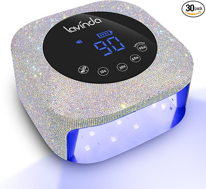 Lavinda UV LED Nail Lamp, 54W Rechargeable Cordless Nail Lamp Nail Dryer Gel Polish UV Nail Light with 4 Timer Setting, Professional Quick Dry Curing Lamp with Display Auto Sensor for Salon & Home