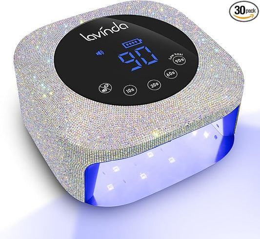 Lavinda UV LED Nail Lamp, 54W Rechargeable Cordless Nail Lamp Nail Dryer Gel Polish UV Nail Light with 4 Timer Setting, Professional Quick Dry Curing Lamp with Display Auto Sensor for Salon & Home