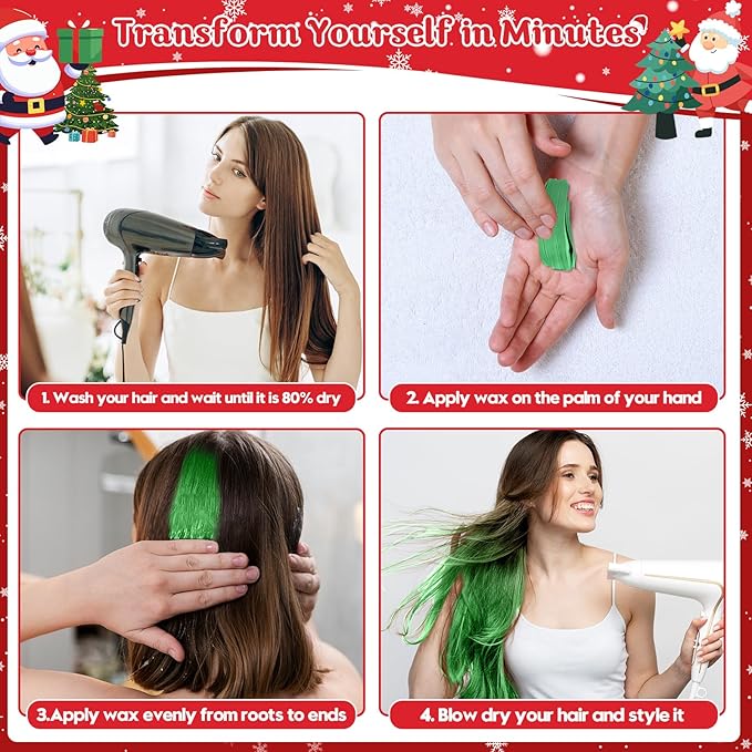 Temporary Hair Color Chalk for Kids, Hair Wax Color for 4 5 6 7 8 9 Year Old Girl Gifts, Hair Color Dye for Birthday, Party, Cosplay DIY, Halloween, Christmas(6, Gray Purple Red Blue Green Orange)