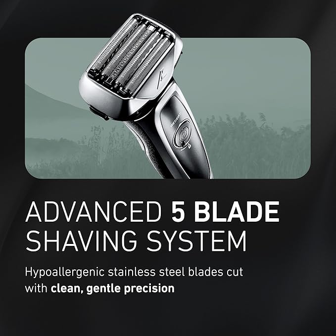 Panasonic ARC5 Electric Razor for Men with Pop-Up Trimmer, Wet/Dry 5-Blade Electric Shaver with Intelligent Shave Sensor and Multi-Flex Pivoting Head – ES-LV65-S (Silver)