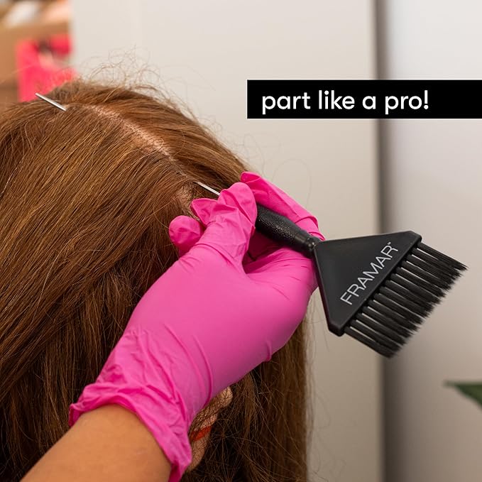 Framar Pin Tail Hair Color Brush Set - Hair Dye Brush Kit, Hair Coloring Brushes for Hair Stylist, Tint Brushes for Hair Color, Easy for Sectioning and Parting Hair - 2 Pack Black