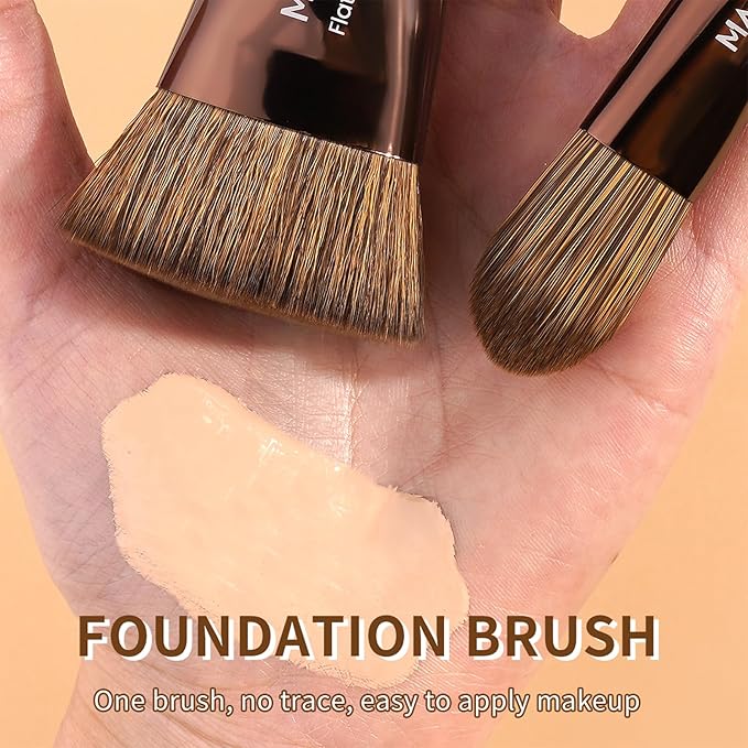 MAANGE 20 PCS Makeup Brushes with Case Professional Makeup Brush Set Premium Synthetic Face Kabuki Foundation Brush Kit (Coffee)