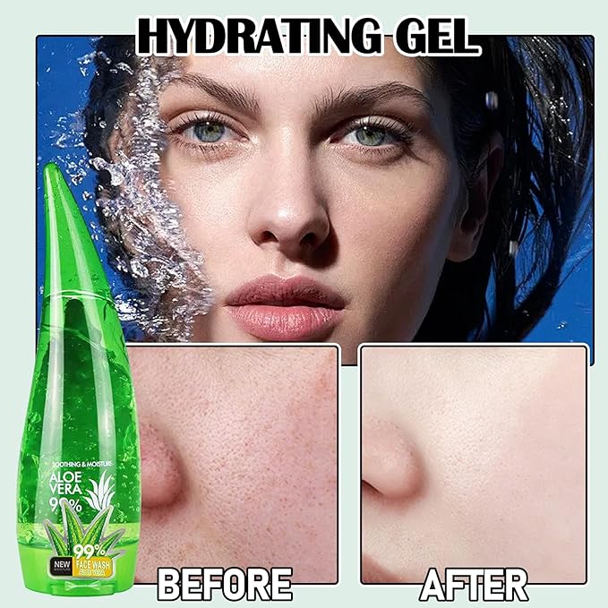 Organic Aloe Vera Gel for After Sun Skin Care,Natural Moisturizing Aloe Vera Gel for Face & Body,Easy to Portable Face Moisturizer,Travel Size Pure Vera Aloe Gel for all Skin Types 260 ml B