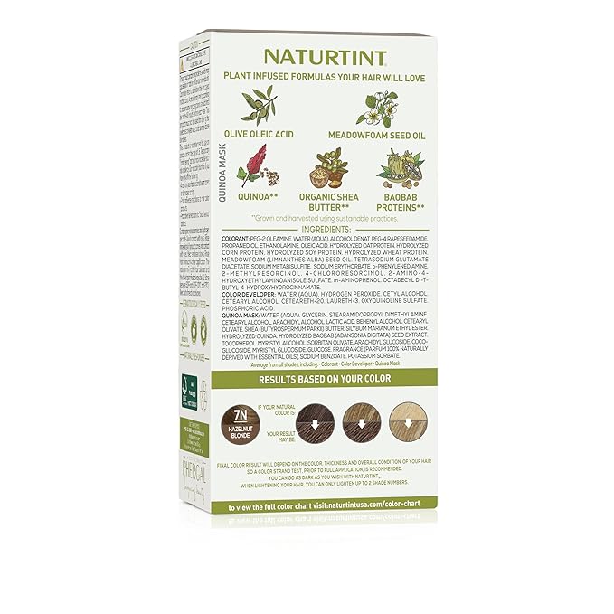 Naturtint 7N Hazelnut Blonde Permanent Hair Color (Pack of 6), Ammonia Free, Vegan, Cruelty Free, up to 100% Gray Coverage, Long Lasting Results (Packaging may vary)
