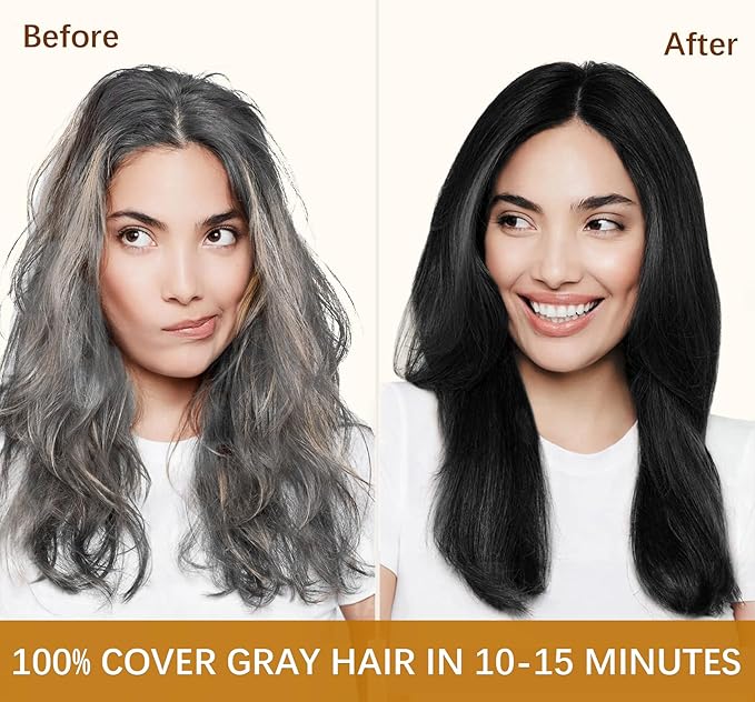 Coconut Dye Shampoo for Brown Hair - 3 in 1 Instant Hair Color, Dye Shampoo for Women & Men