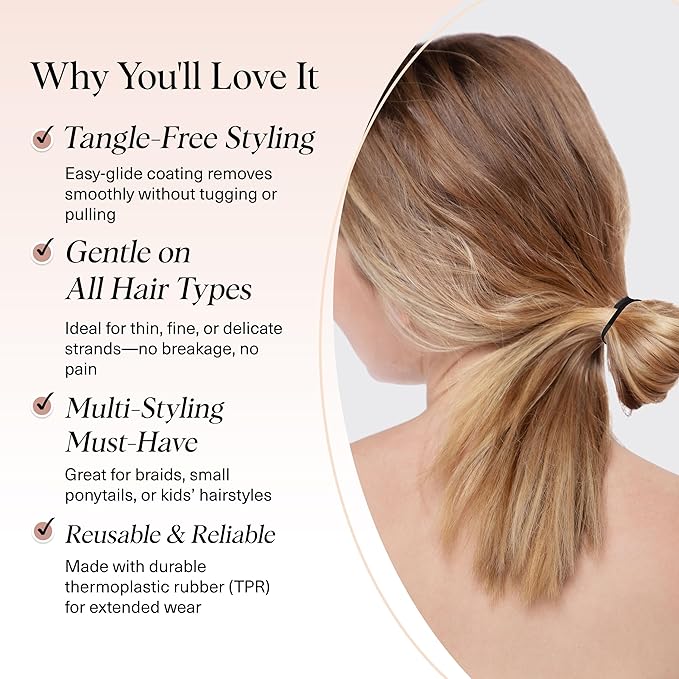 Kitsch Hair Ties No Damage for Kids, Teens and Women - Rubber Bands for Hair Styling | No Snag Hair Elastics | Daily Hair Accessories | Ideal Gifts for Women - 500pcs (Black)