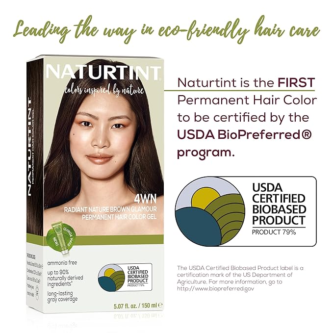 Naturtint 4WN Radiant Nature Brown Glamour Permanent Hair Color (Pack of 1), Ammonia Free, Vegan, Cruelty Free, up to 100% Gray Coverage, Long Lasting Results (Packaging may vary)