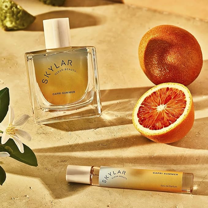 Skylar Capri Summer Eau de Parfum - Hypoallergenic & Clean Perfume for Women & Men, Vegan & Safe for Sensitive Skin - Fruity Citrus Perfume, Bergamot, Neroli & Blood Orange - 10mL /0.33 Fl oz