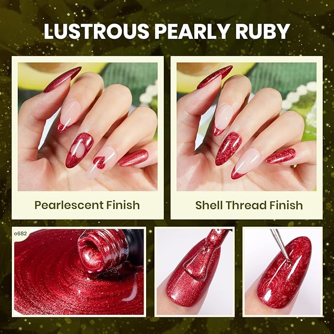 Beetles Cat Eye Gel Nail Polish Set - 20 Colors Winter Gel Polish Nail Set Burgundy Brown Green Nail Polish Glitter Pearl Nail Manicure with Base Coat Matte&Top Coat Soak off Christmas Gift for Women