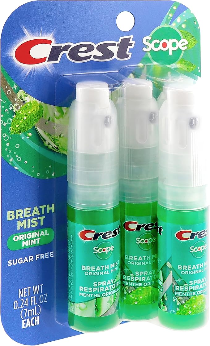 Crest Scope | One 4-Pack of Mint Breath Mist Sprays (4 Total Sprays) - 0.24 Ounce (7mL) - Made in an FDA Audited USA Facility