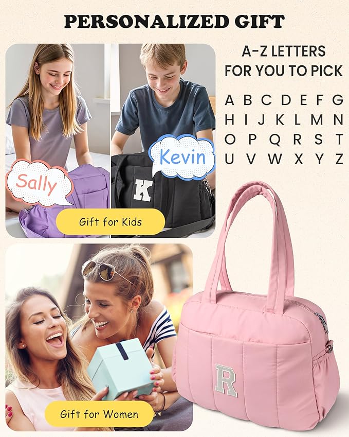 Teenage Girl Gifts-Duffle Bag for Travel, Weekender Bags for Women，Gifts for Girls, Initial Overnight Bag with Wet Pocket，Lightweight Travel Bags Personalized Gym Tote with Makeup Pouch