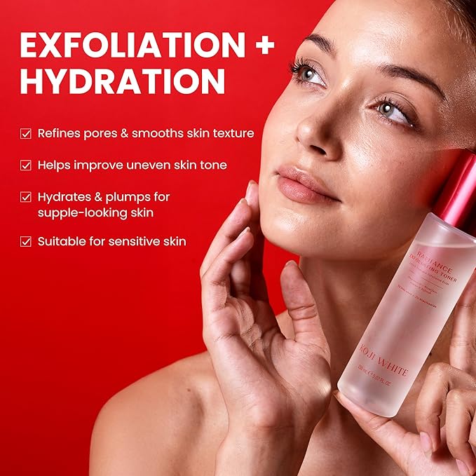 Koji White Exfoliating Toner for Face with 5% PHA BHA Toner, 2% Niacinamide, Kojic Acid & Hyaluronic Acid | Hydrating & Soothing Facial Toner | Unscented, Sensitive, Vegan, 150ml (5.07 Fl Oz)