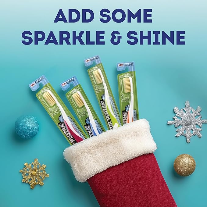 MOUTHWATCHERS Soft Flossing Toothbrushes, Value Pack of 4, Blue, Manual Toothbrush for Adults, Ultra Clean, Good for Sensitive Teeth and Gums, by Dr. Plotka's