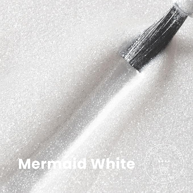 MAYCHAO 15ML Mermaid White Gel Nail Polish 1Pc White Silver Shimmer Gel Polish Soak Off UV LED Nail Polish Nail Art Starter Manicure Salon DIY at Home, 0.5 OZ
