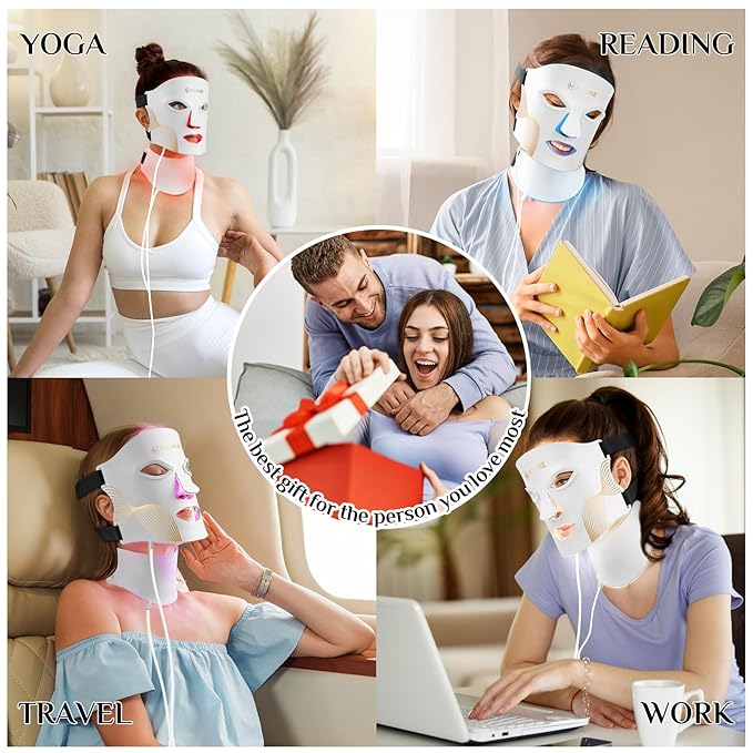 FOLOKE LED Light Therapy Mask Skin Care, 103 3-in-1 Fusion LED Beads, LEDs face mask & neck mask Infrared Red - Wavelength for Home Use, – Advanced Skincare Made Easy (Snow White)
