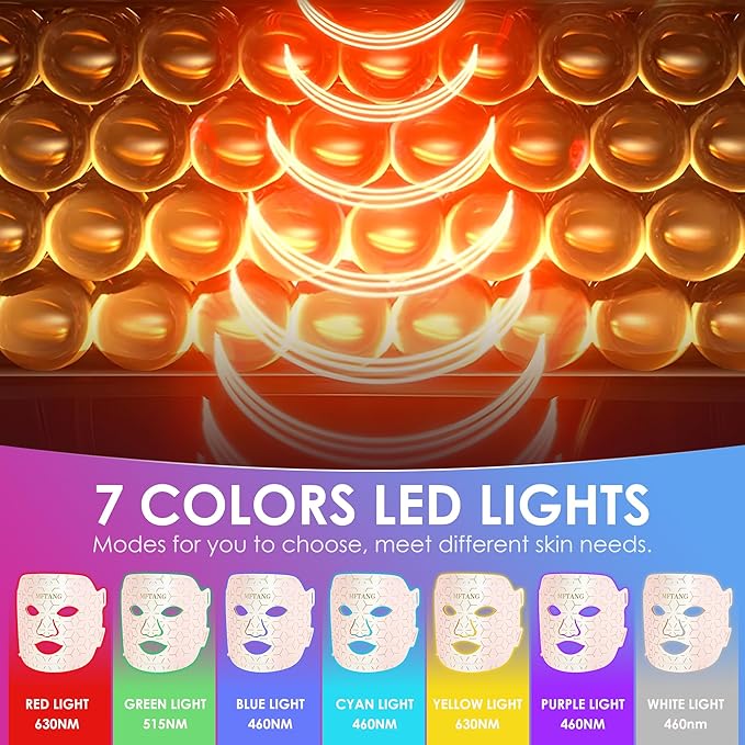 Red Light Therapy for Face, 7 Colors Led Light Therapy Silicone Facial Mask - Birthday, Christmas, Mothers Day, Valentines Day, Self Care Gifts for Her Women Mom Best Friend Wife (Pink)