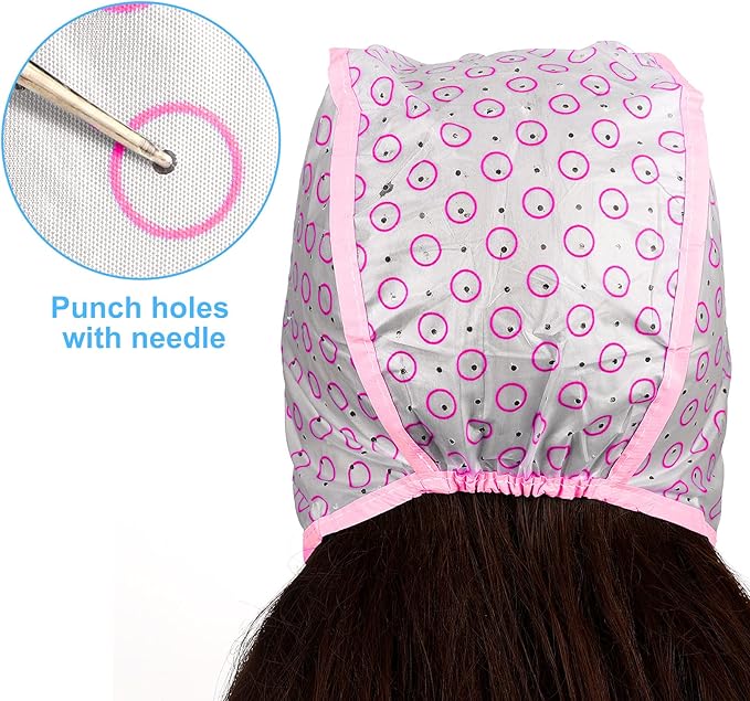 3 Sets Hair Coloring Kit, Includes 3 Pcs of PVC Hair Coloring Caps with 3 Pcs Styling Tools, 3 Pcs Disposable Hair Dye Shawl, 3 Pairs Gloves, 3 Pc Dye Brushes for Dyeing Hair (Pink)