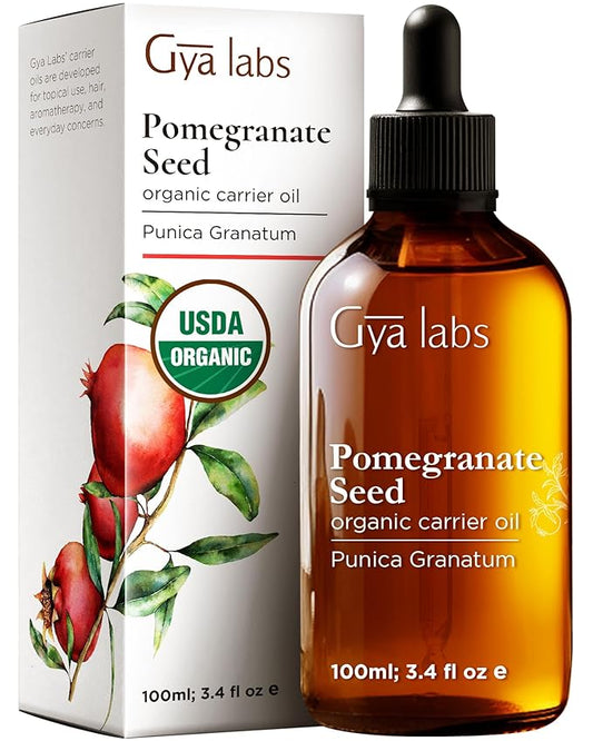 Gya Labs Pomegranate Seed Carrier Oil - 3.4 Fl Oz - for Hair, Skin, Face, Scalp & Body Massage