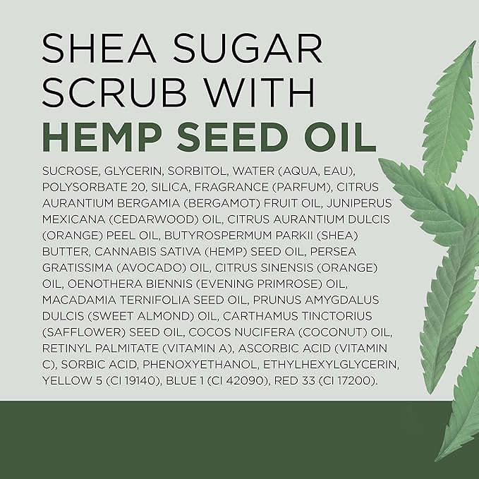 Dr Teal's Shea Sugar Body Scrub, Cannabis Sativa Hemp Seed Oil with Essential Oils, 19 oz (Pack of 3)