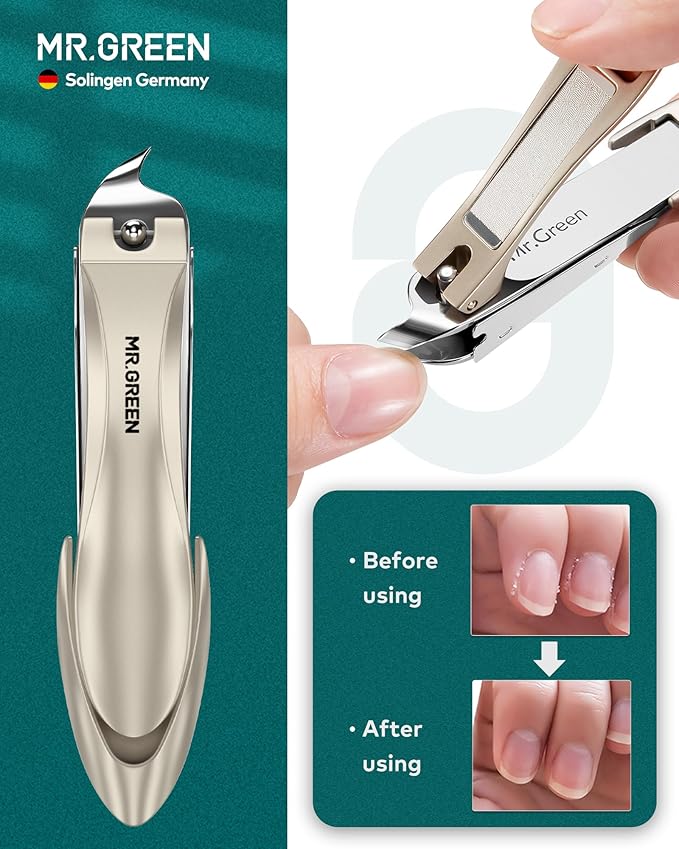 MR.GREEN Manicure Set, German Stainless Nail Clippers Set Anti Splash, Heavy Duty Fingernail& Toenail Clipper for Men& Women, Professional Personal Care Tools with Exquisite Travel Case